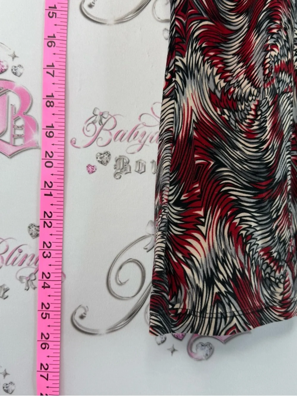 Melanie Lyne Short Sleeve Tee Shirt Top wavy pattern with Red, Black & Cream - Picture 5 of 9